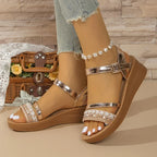 Sandalias de Plataforma con Lazo y Hebilla Trasera para Mujer - Elegantes y Antideslizantes