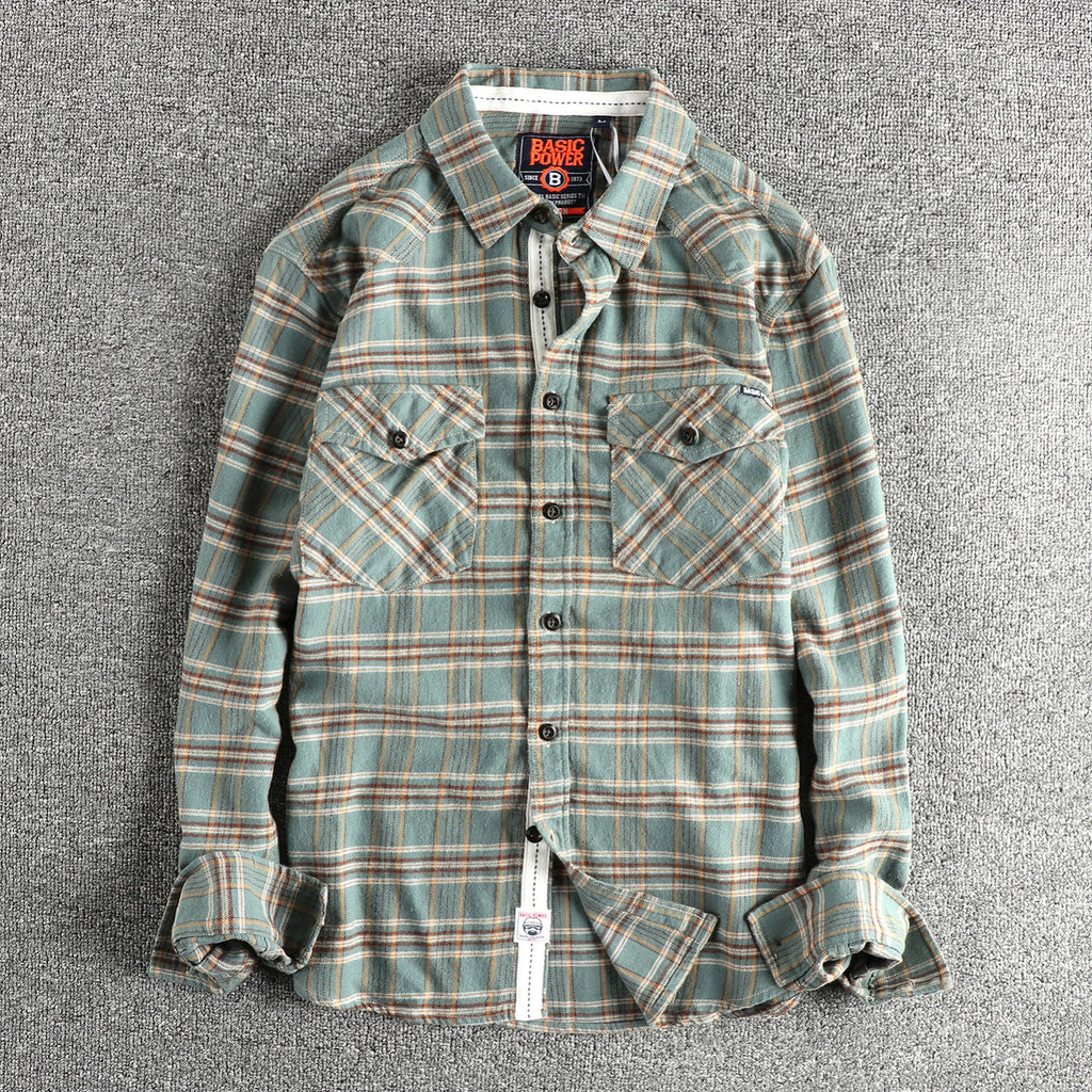 Camisa Gruesa Algodón 100% | Tejido de Lana | Retro Americano | Otoño-Invierno