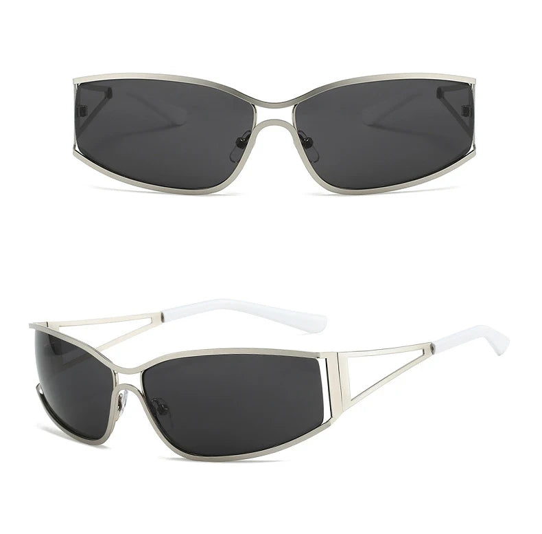 Gafas Sol Y2K Ahuecadas Envolventes Gradiente | Estilo Punk Steampunk Viajar
