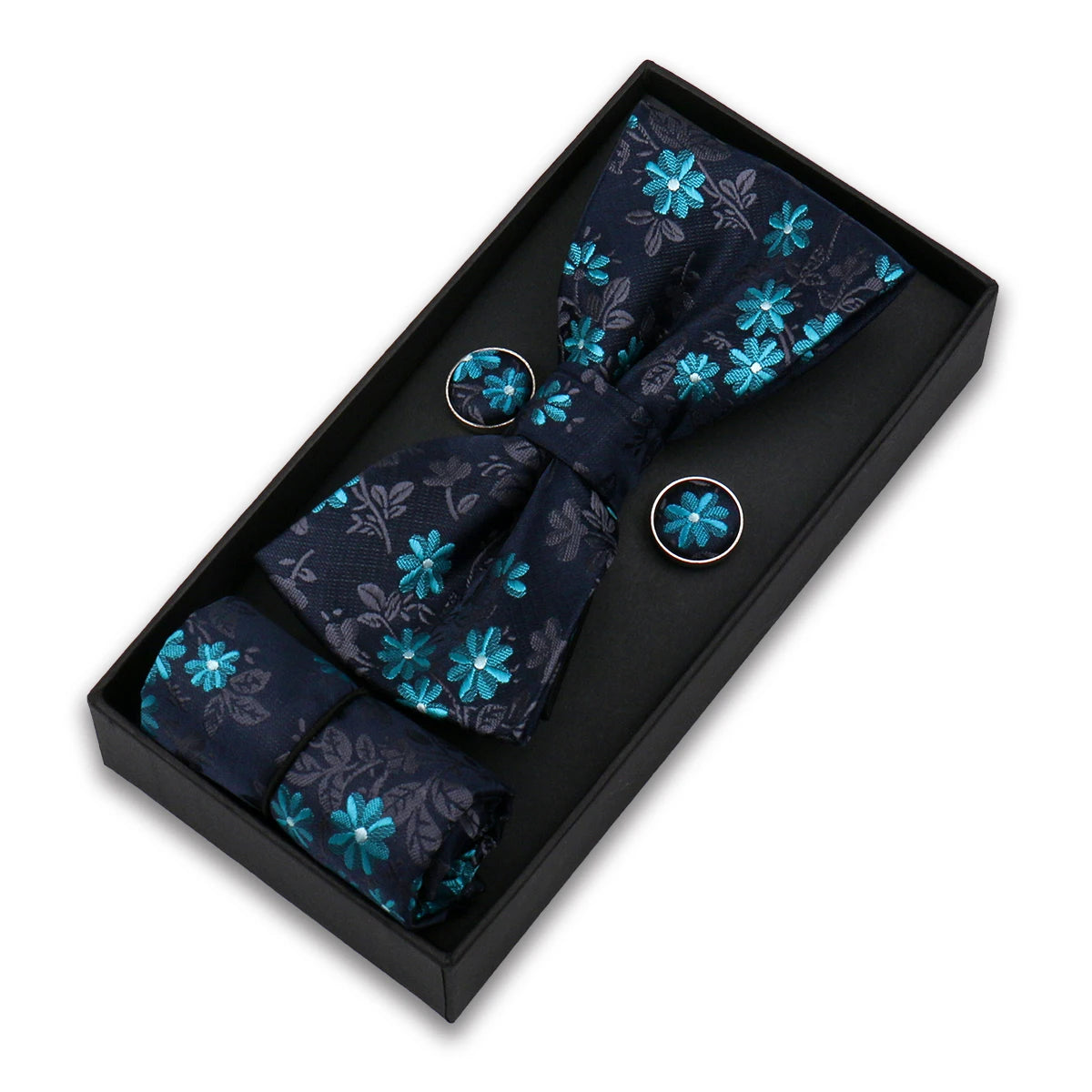 Set De Pajarita Pañuelo Gemelos Regalo Elegante Estilo Para Hombres