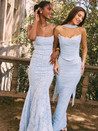 Vestido Largo Tipo Sirena Con Tirantes Finos Jacquard Sexy 2025