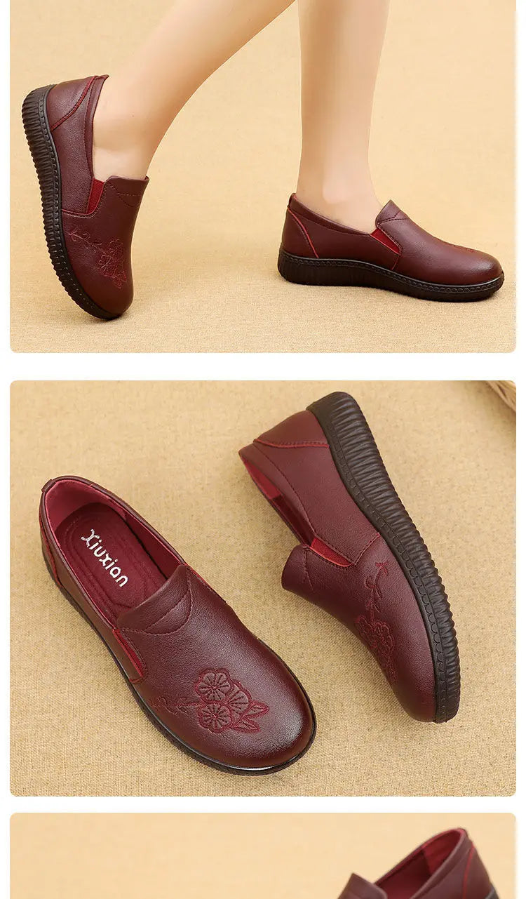 Mocasines Retro Marrones con Cuña | Cuero | Bailarinas Oxford | Talla Grande