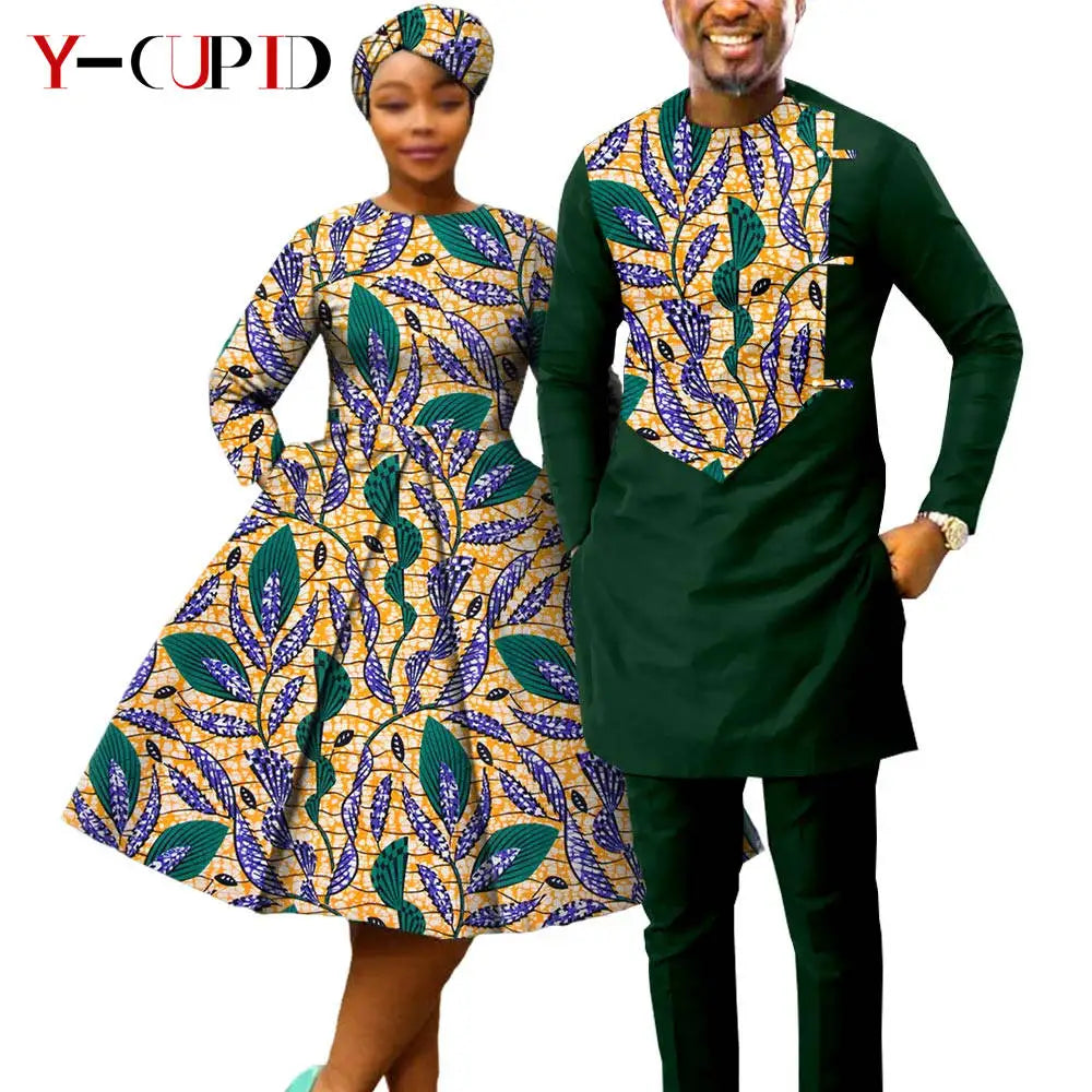 Vestido Dashiki Manga Larga Africano Pareja | Top y Pantalón | Tallas XS-6XL | Tico Trendy