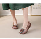 Mocasines Étnicos De Flores | Cuero Genuino Estilo Retro Lujoso Casual