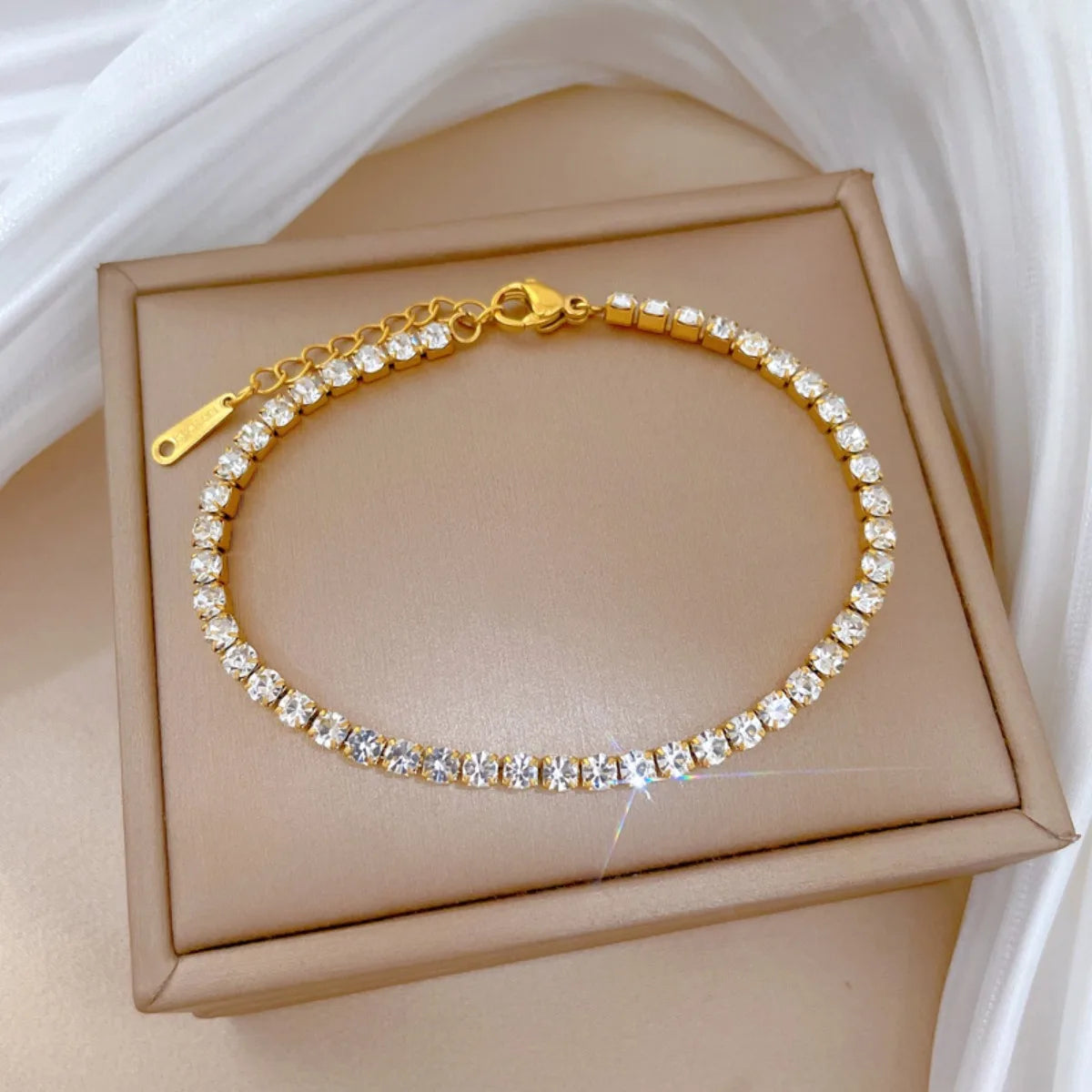 Pulseras de cadena de tenis de circonio brillante de acero inoxidable para mujeres y niñas, brazalete de lujo, accesorios de mano, regalos de joyería para amigos