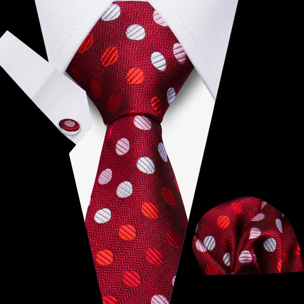 Conjunto Corbata Pañuelo Gemelos Negocios Boda Accesorio De Moda