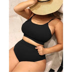 Bikini de Dos Piezas Talla Grande - Color Sólido y Estilo Sexy para Playa