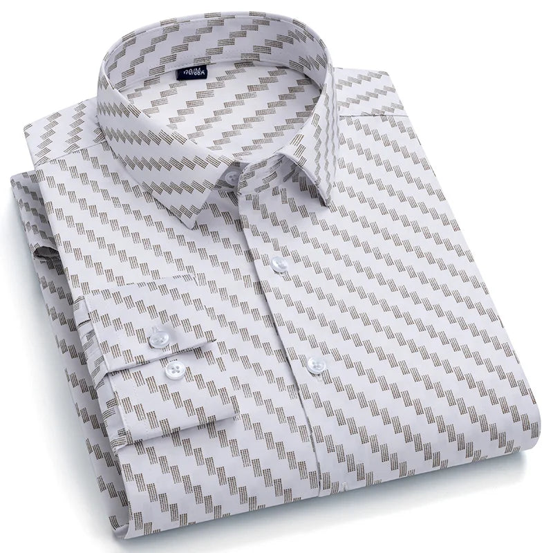 Camisa Talla Grande Sin Arrugas | Estampado Vintage | Formal Ajustada | Tops Suaves