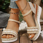 Sandalias de Cuña | Plataforma Trenzada | Estilo Bohemio | Mujer