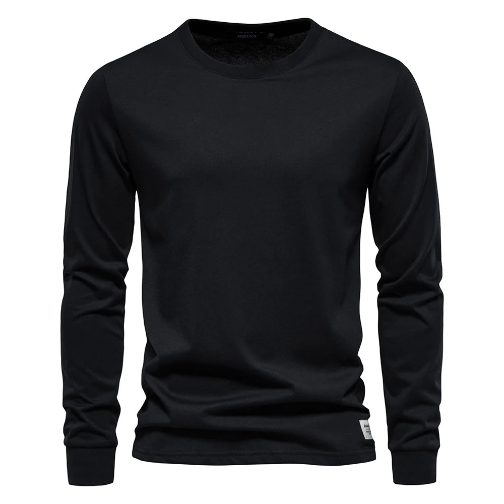 Camiseta Cuello Redondo Color Liso Hombre | Manga Larga Básica | Tallas XS-XXXL | Tico Trendy