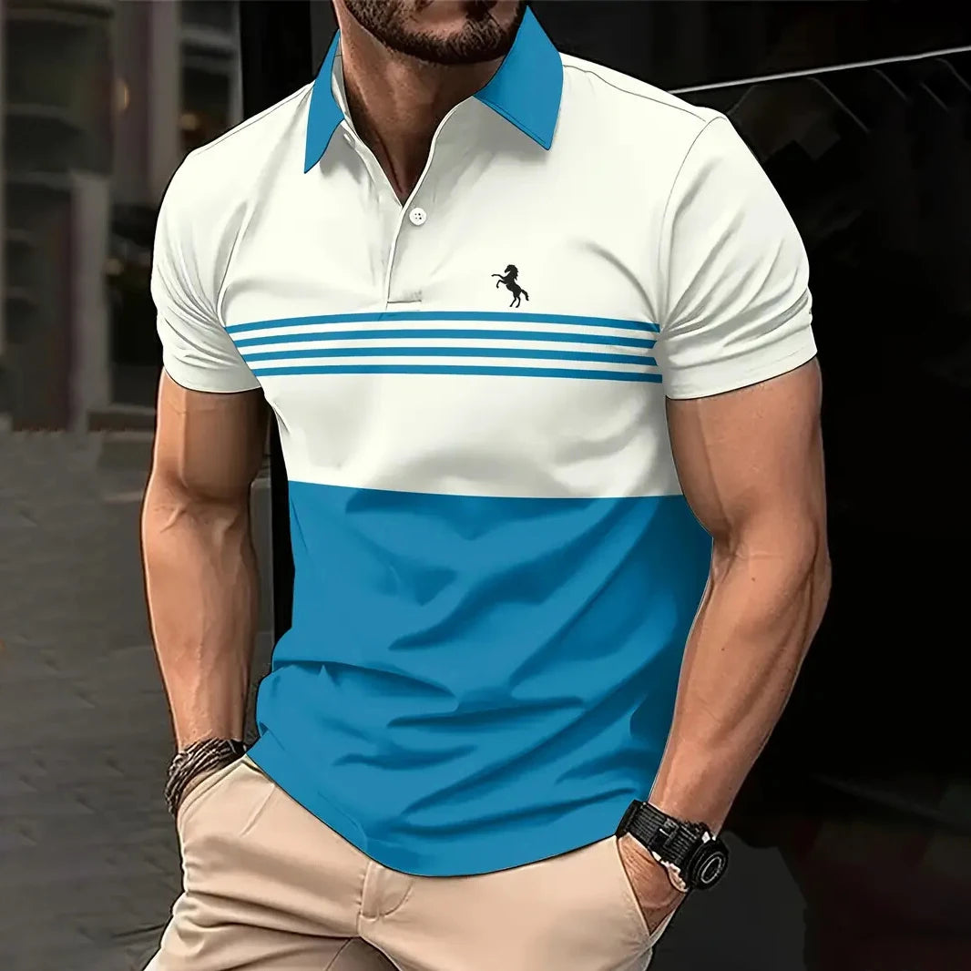 Polo Hombre Casual ∣ Verano con Botones ∣ Estampado de Rayas