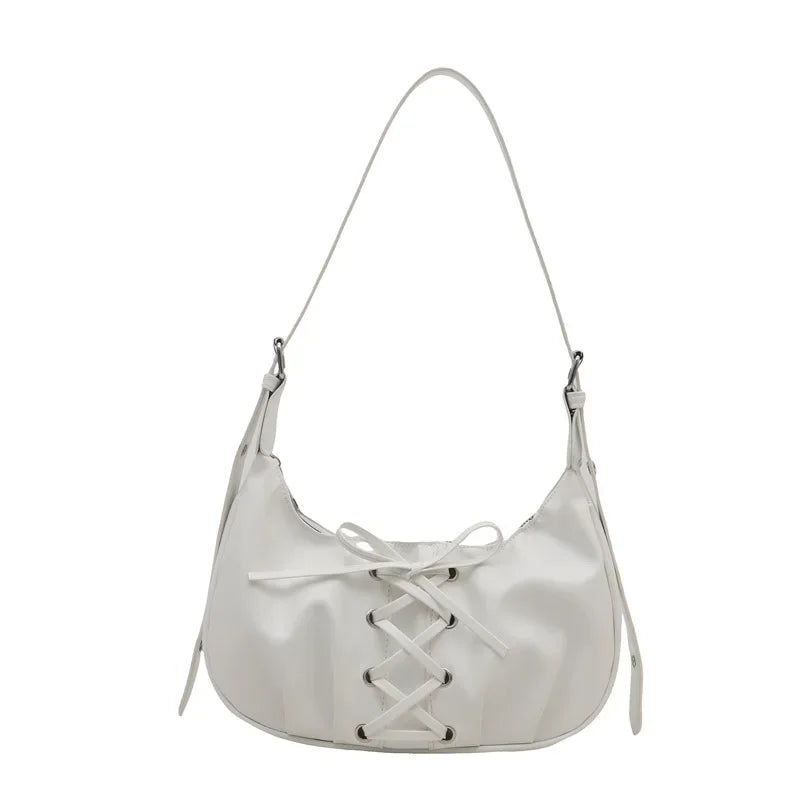 Dulce Bowknot Cool Girls bolsos para las axilas diseño plisado bolso de hombro tipo bandolera para mujer Simple suave Pu bolsos de mano para mujer