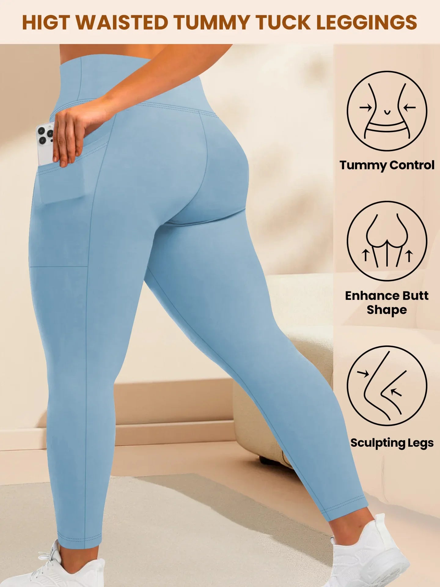 Leggings Yoga Talla Grande | Cintura Alta con Bolsillos | Levantamiento de Glúteos | Tico Trendy