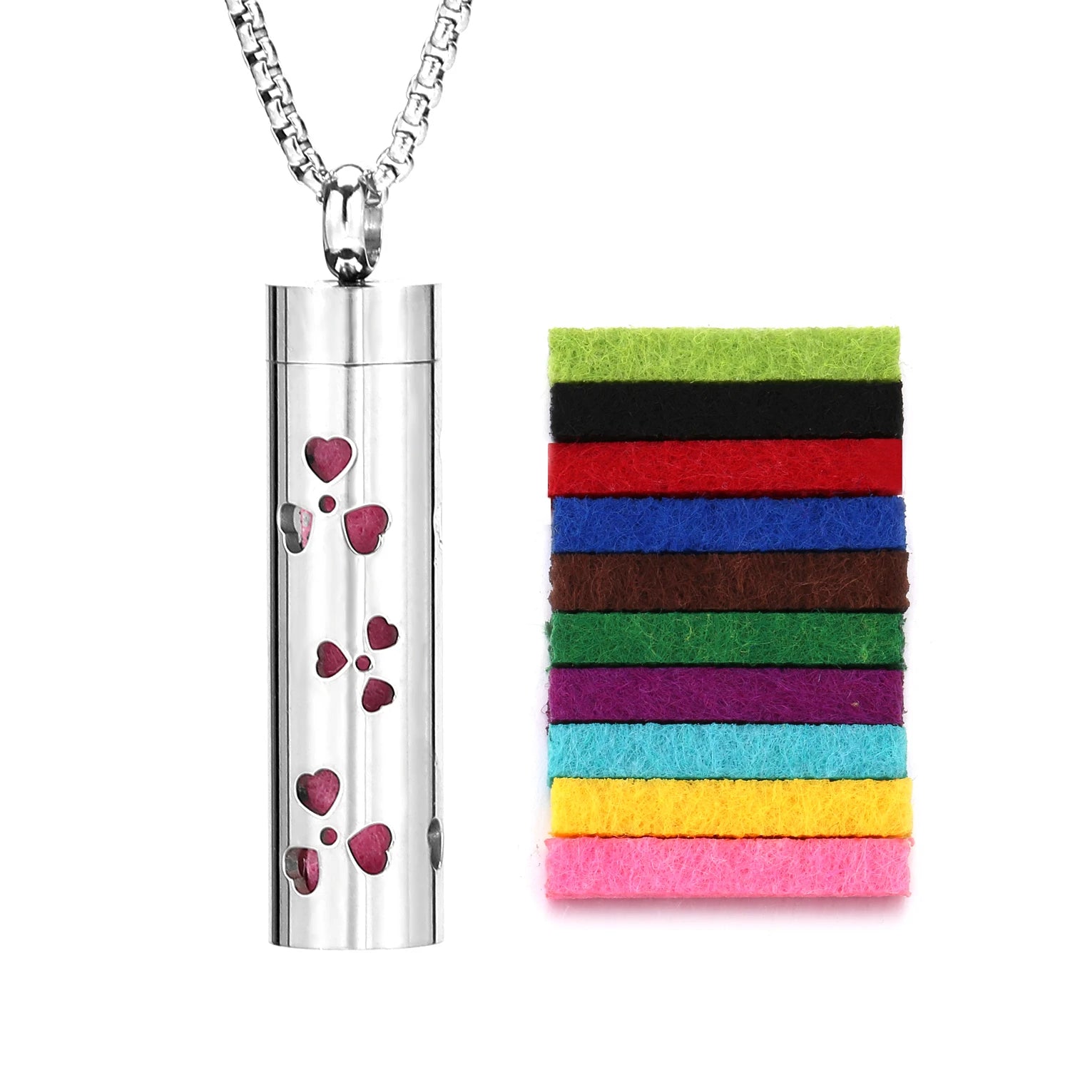 Ambientador de barra Vertical hueca de acero inoxidable, difusor de aceite de Perfume, medallón, joyería, colgante, collar para mujeres, hombres y adolescentes
