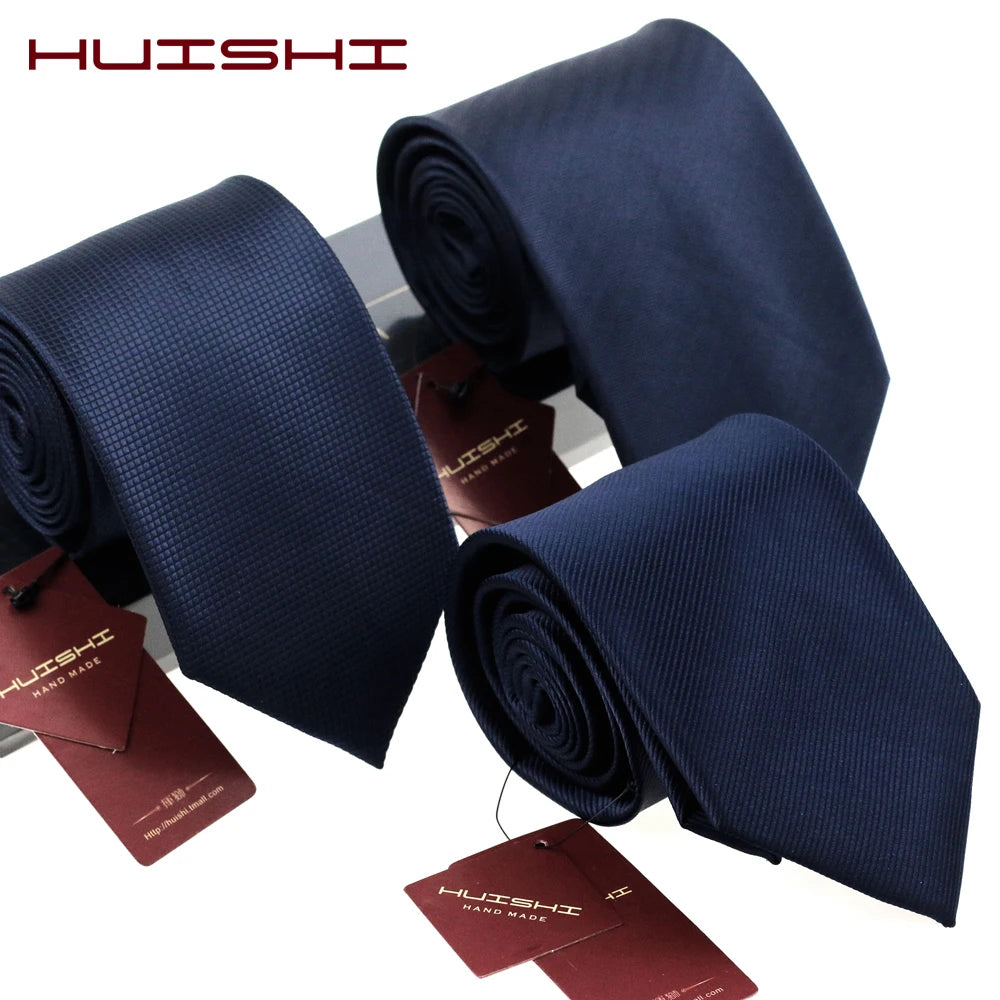 Corbata Jacquard Azul Oscuro Para Hombres Negocios Estilo Tico Elegante