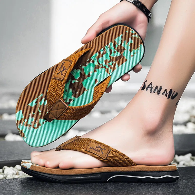 Chanclas Hombre EVA Concisas Estampadas Planas Playa Verano | Alta Calidad
