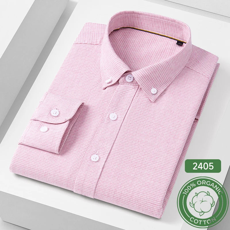 Camisa Rosa Pata de Gallo | 100% Algodón | Ajuste Formal | Top Clásico Hombre  | Ticotrendy