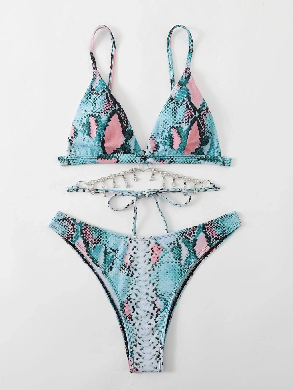 Bikini de Serpiente con Lentejuelas - Traje de Baño Glam para la Arena