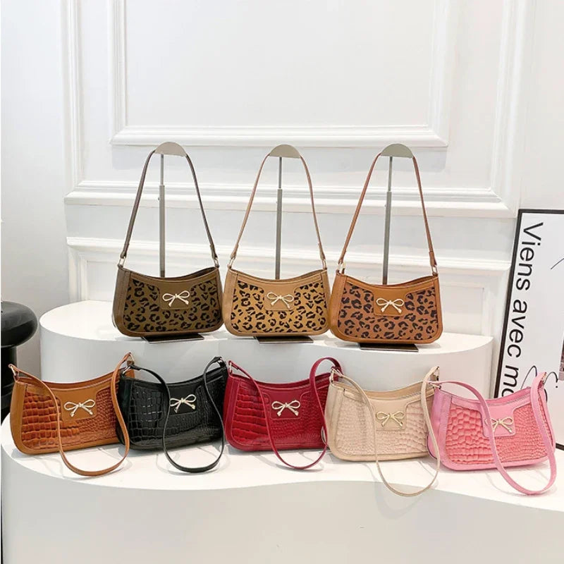 Bolso De Hombro Mujer Estampado Cocodrilo Lazo Vintage Pequeño