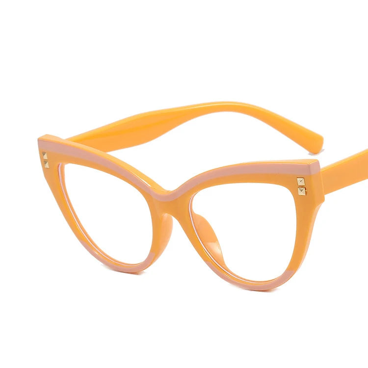 Montura Gafas Ojo Gato Colores Contrastados Vintage | Antirayos Azules Ordenador Plástico Moda