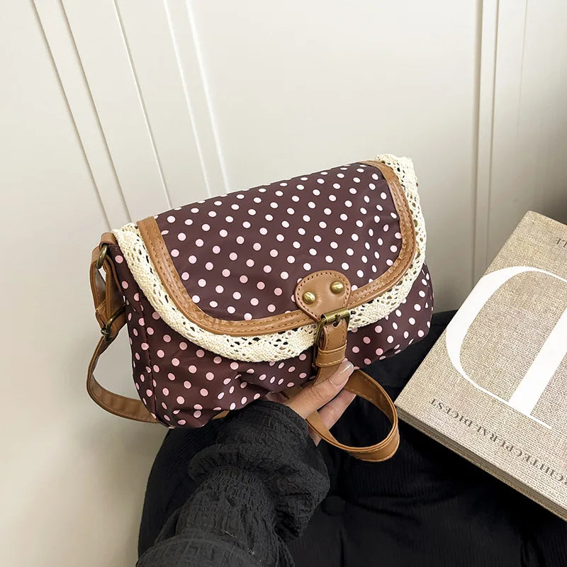 Bolso de Lunares Retro Francés para Mujer, Hombro y Bandolera