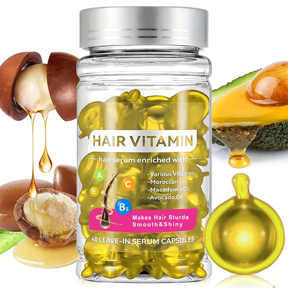Aceite de nuez para el cuidado del cabello, aceite esencial, cápsula acondicionadora para el cabello marroquí, mejora la reparación del cabello seco y rizado, esencia sin lavado suave y brillante