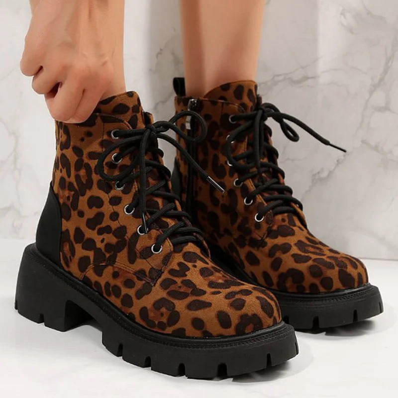 Botines Plataforma Leopardo Estilo Y2K Moda Tica Sensual