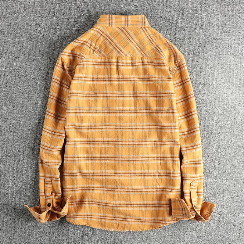Camisa Gruesa Algodón 100% | Tejido de Lana | Retro Americano | Otoño-Invierno