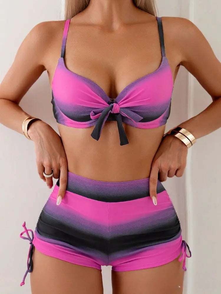 Bikini Teñido y Anudado - Estilo Boho Chic para Vacaciones en la Costa