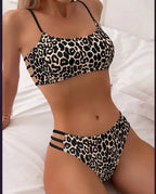Bikini Dividido con Aros de Textura Sólida para Verano