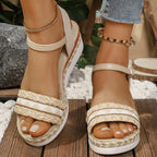 Sandalias de Cuña | Plataforma Trenzada | Estilo Bohemio | Mujer