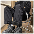Pantalón Lana Impermeable Hombre | Recto Negro | Grueso y Antiviento | Exteriores