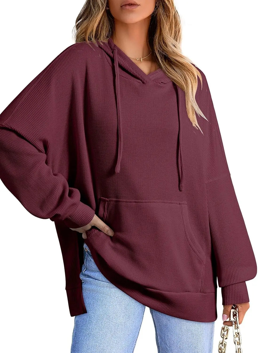 Sudadera Gofres Capucha Plus Size | Manga Larga Bolsillos Estampado Relieve | Tallas 1XL-5XL | Tico Trendy