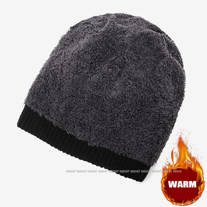 Gorro Punto Grueso Terciopelo Térmico Ajustable | Invierno Frío Montañismo Unisex