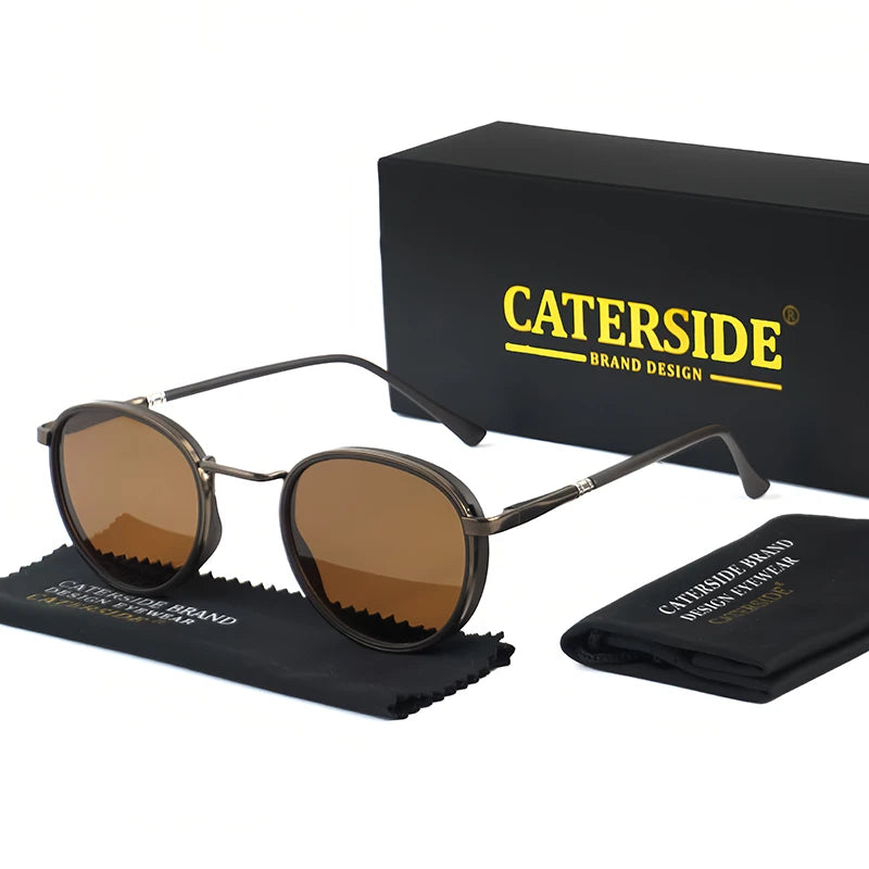 Gafas de Sol Caterside Redondas | Polarizadas Vintage | Montura Metal Steampunk TR