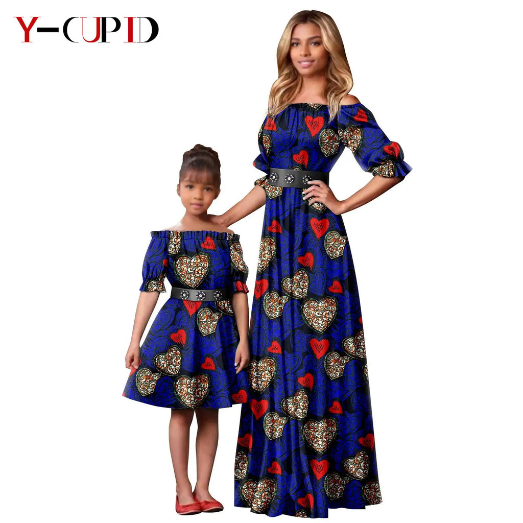 Vestido Cuello Slash Pareja y Niña | Tico Trendy