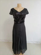 Vestido elegante de gasa con lentejuelas para mujer, cuello en V, dobladillo plisado, lentejuelas femeninas, vestido largo de cóctel para graduación, vestido de noche de boda