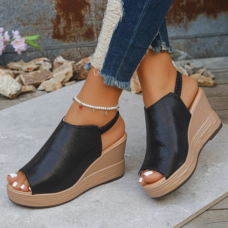 Sandalias de Plataforma con Cuña | Correa Trasera | Mujer