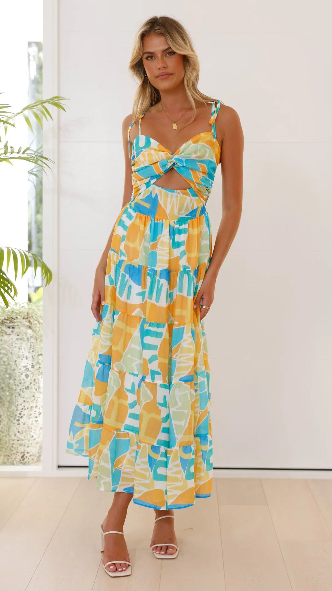 Vestido Largo Ajustado Estampado para Playa