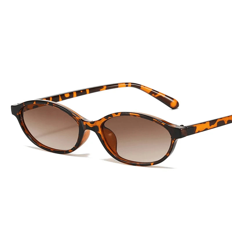 Gafas Sol Ovaladas Retro Leopardo Marrón | Montura Pequeña A La Moda UV400 Viajar