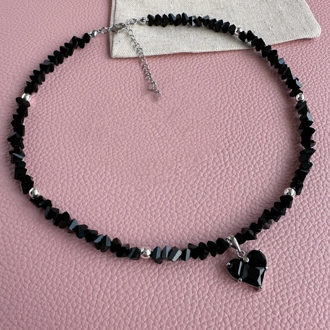 Collar Corazón Circón ∣ Vintage Bohemio Sexy ∣ Cadena Serpiente Cristal
