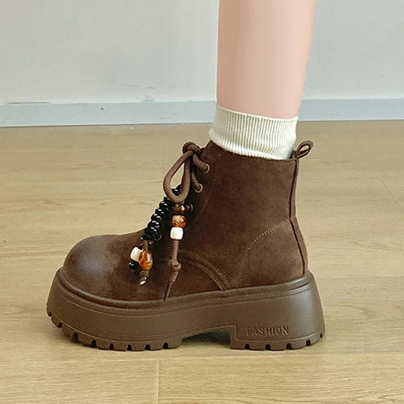 Botines de Tacón Cuadrado Retro | Plataforma | Mujer