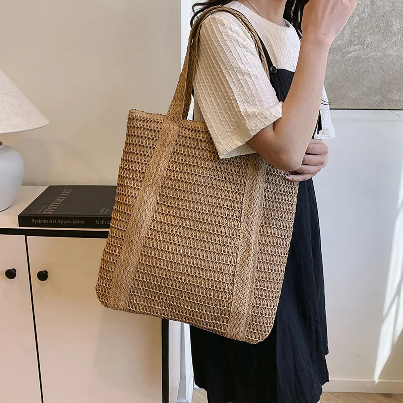 Bolso Hombro Tejido Mujer Verano Playa Gran Capacidad