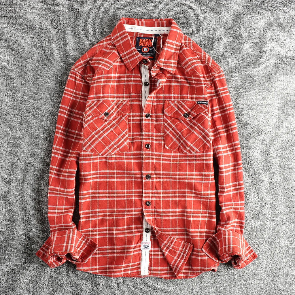 Camisa Gruesa Algodón 100% | Tejido de Lana | Retro Americano | Otoño-Invierno
