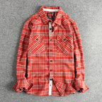 Camisa Gruesa Algodón 100% | Tejido de Lana | Retro Americano | Otoño-Invierno