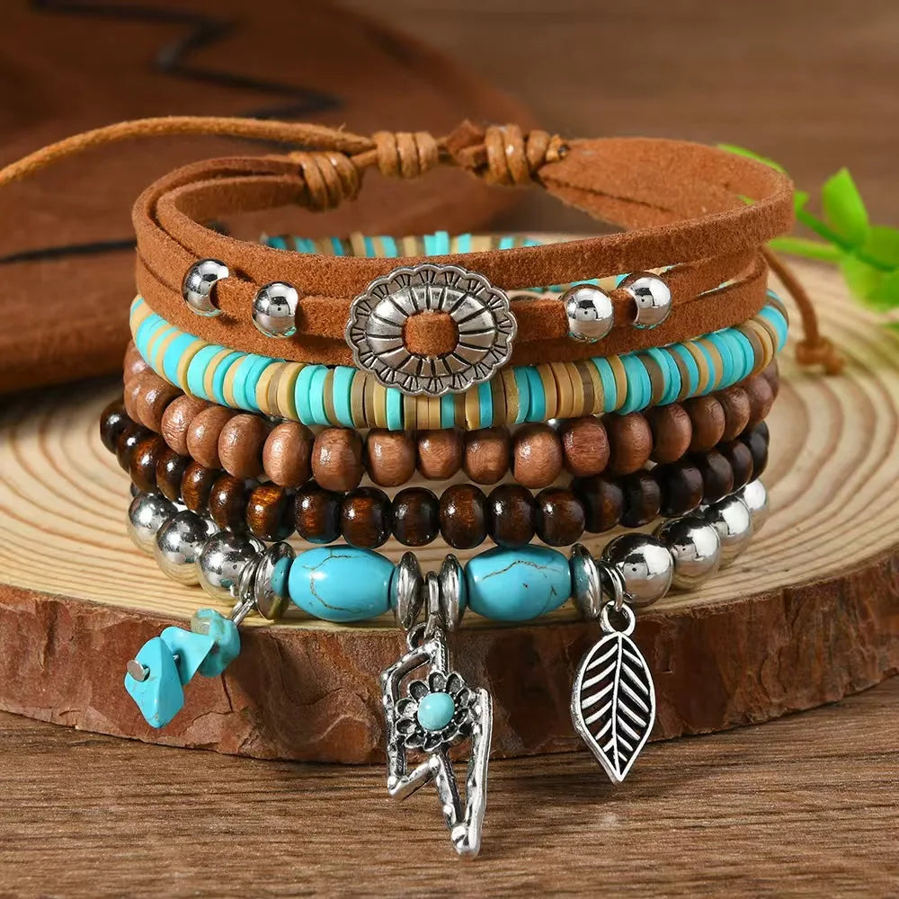 Pulseras de Cuero para Hombre y Mujer |  Hojas y Plumas  |  Dijes de Animales