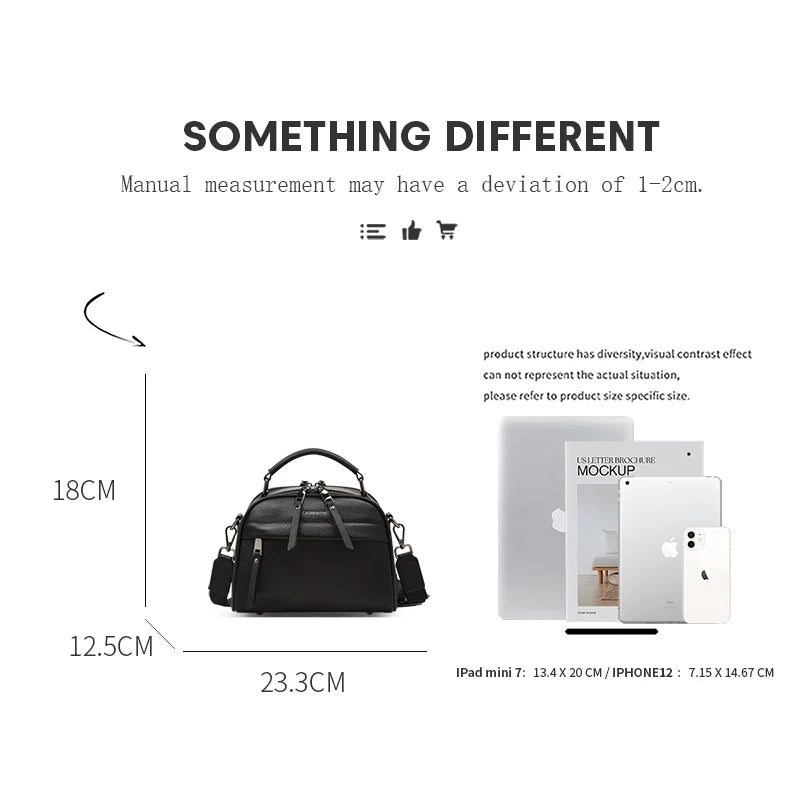 Marca LAORENTOU, bolso de mano para mujer, bandolera de cuero auténtico, bolso cruzado que combina con todo para otoño e invierno, bolso de viaje tipo cubo 2025