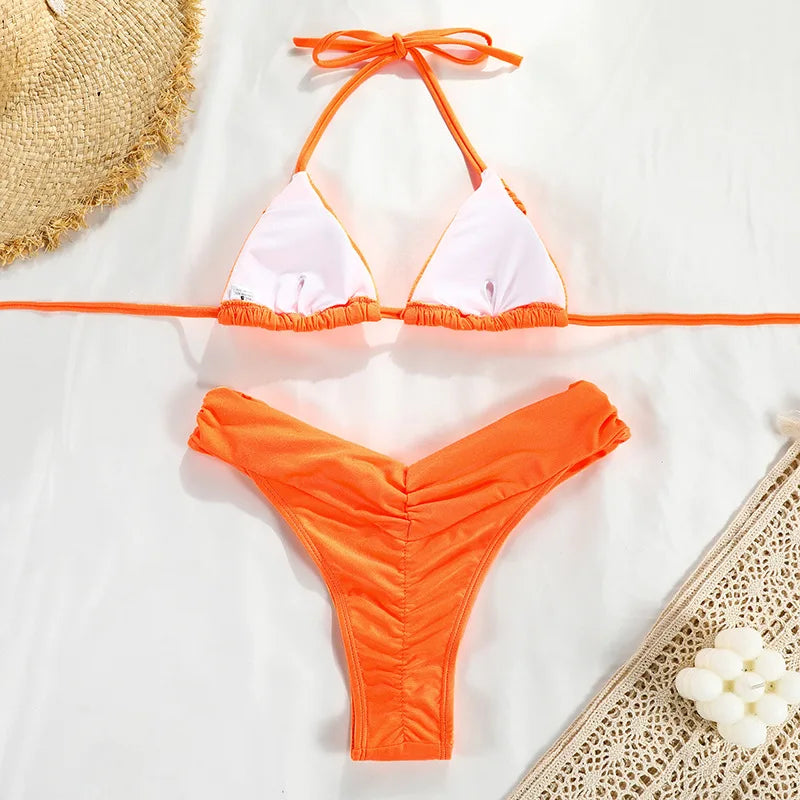 Bikini Dividido con Cuerda de Corbata - Estilo de Tres Puntos