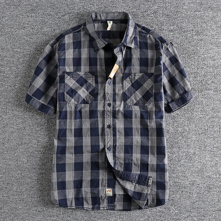 Camisa Cuadros Hombre | Algodón Lavado | Estilo Gótico | Manga Corta | Ticotrendy Costa Rica