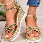 Sandalias de Cuña Doradas | Estilo Tico | Elegancia Tropical